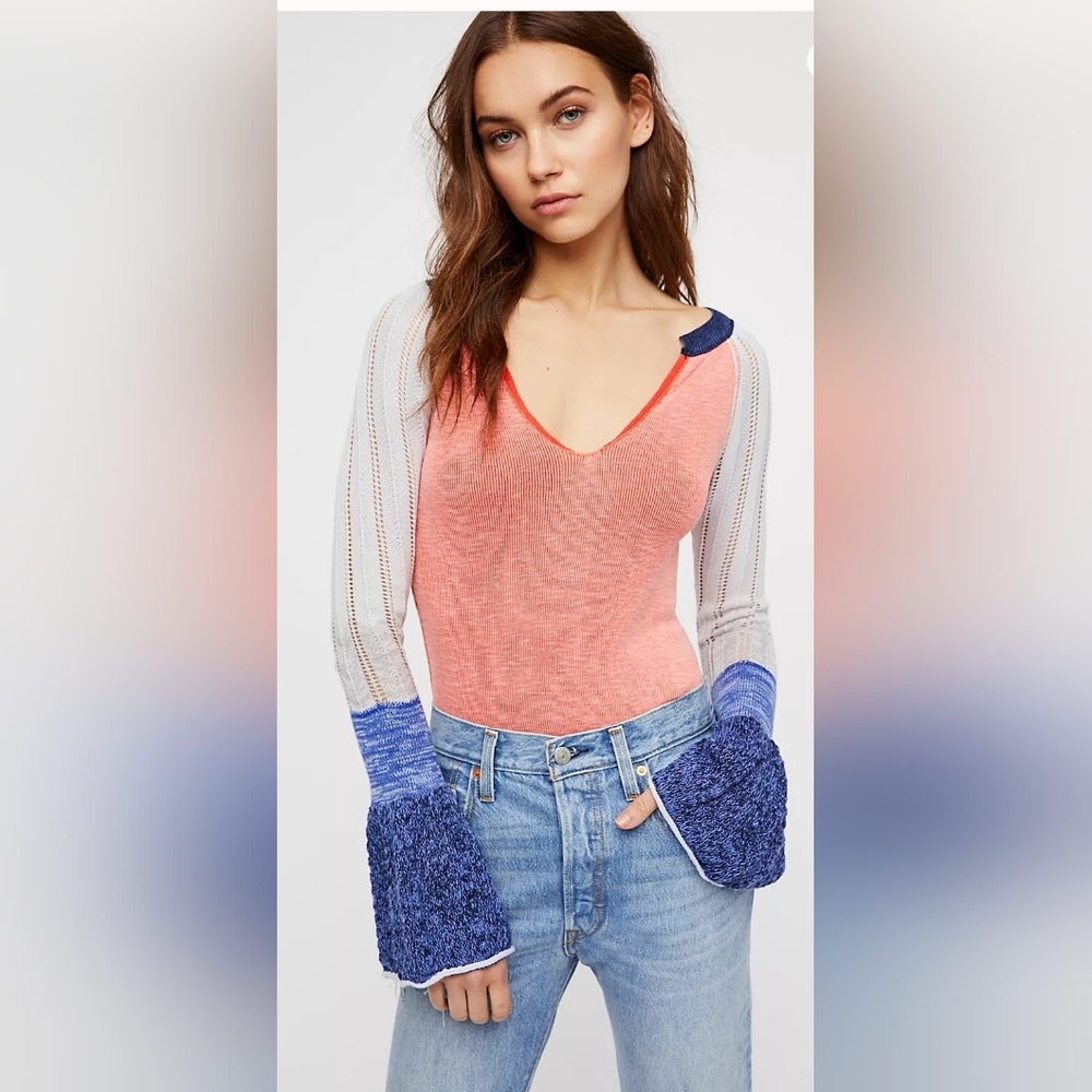 We The Free Multicolor‎ V-Neck Bodysuit
